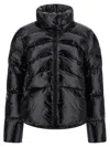 Pinko Cropped Black Down Coat With Glossy Finish And High Collar In Black