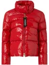 Pinko Padded Crystal Nylon Pea Jacket In Red