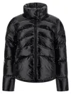 Pinko Cropped Black Down Coat With Glossy Finish And High Collar In Black