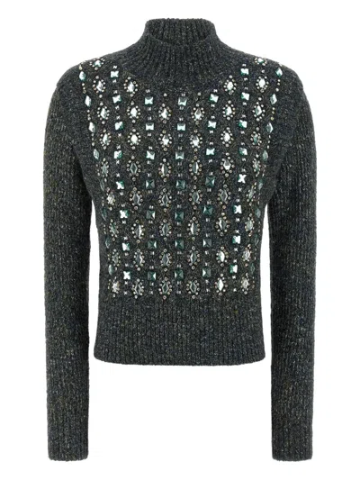 PINKO MIRROR IMAGE EMBELLISHED TURTLENECK SWEATER
