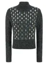 Pinko Mirror Image Embellished Turtleneck Sweater In Gray