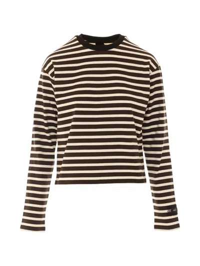 Pinko Mirtilla Striped Long-sleeve T-shirt In Brown