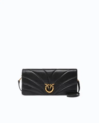 Pinko - Mittlere Umhänge-clutch Love Bag Click Horizontal Aus Nappaleder Mit Steppnähten In Black