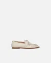 Pinko Nappa Leather Moccasins With Logo In Yoghurt