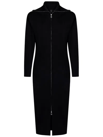 Pinko Long-sleeve Zip-up Dress In Limo Black