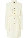 Pinko Button-up Midi Dress With Drawstring Waist In White