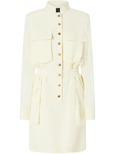 Pinko Button-up Midi Dress With Drawstring Waist In White