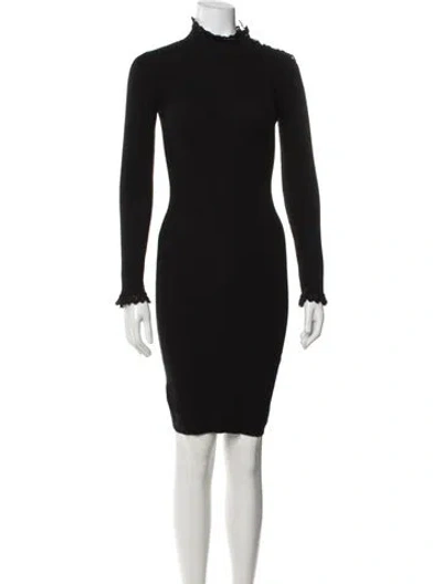 Pre-owned Pinko Mock Neck Knee-length Dress In Black