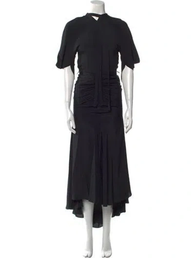 Pre-owned Pinko Mock Neck Long Dress In Black