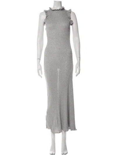Pre-owned Pinko Mock Neck Long Dress In Grey