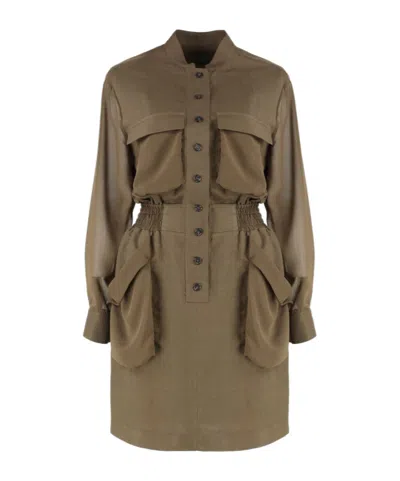 Pinko Mock-neck Long-sleeved Dress In Brown