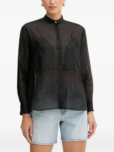Pinko Mock-neck Long-sleeves Shirt In Black