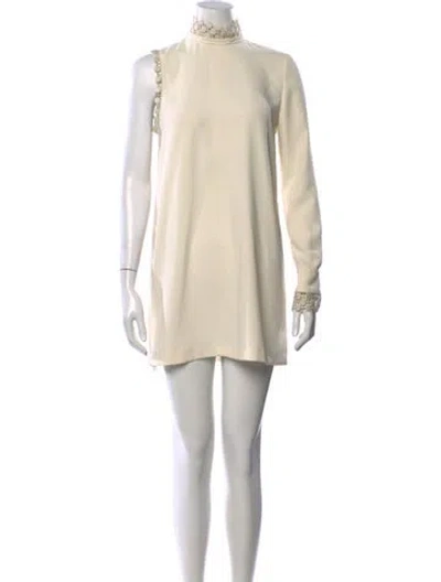 Pre-owned Pinko Mock Neck Mini Dress In Neutral
