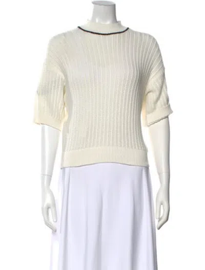 Pre-owned Pinko Mock Neck Sweater In White