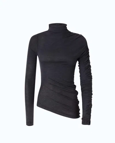 Pinko - Mock-turtleneck Sweater With Asymmetric Hem - Xl In Gray