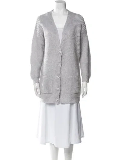 Pre-owned Pinko Mohair V-neck Sweater In Gray