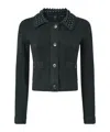 Pinko Cable-knit Pearl-embellished Cardigan In Green