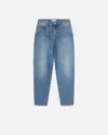 Pinko Mom-fit Jeans With Vintage Light Effect In Medium/light Vintage Wash