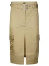 Pinko Gabardine Skirt With Cargo Pockets And Slit