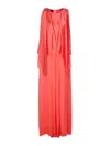 Pinko Red Dress With Round Neckline And Ruffle Details In Pink
