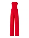 Pinko Strapless Jumpsuit With Boned Bodice And Pleat Detailing In Red