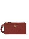 Pinko Rectangular Leather Card Holder With Imprinted Logo In Red