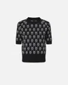 Pinko Monogram Design Jacquard Sweater With Half Sleeves
