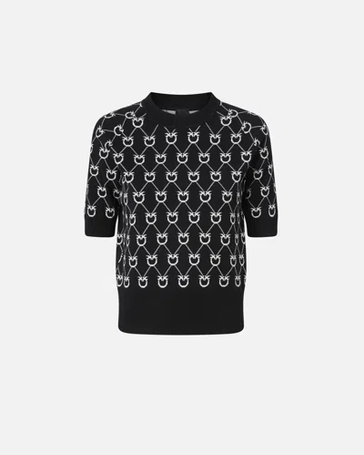 Pinko Monogram Design Jacquard Sweater With Half Sleeves