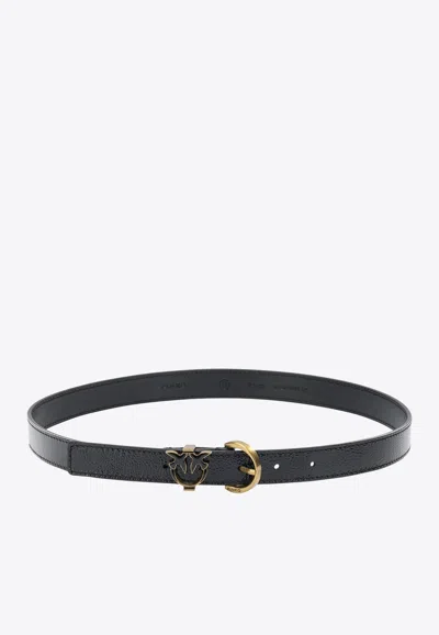 Pinko Monogram Leather Belt In Black