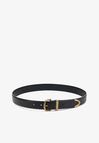 Pinko Monogram Leather Belt In Black
