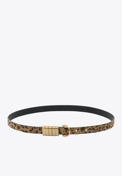 Pinko Monogram Leather Belt In Brown