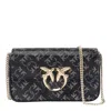 Pinko Monogram Love One Pocket Crossbody Bag In Nero E Argento