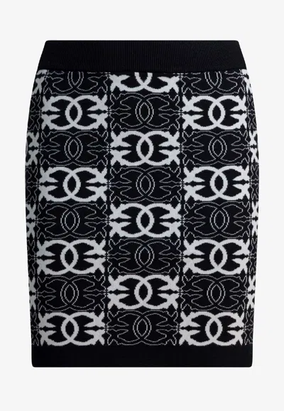 Pinko Monogram Mini Skirt In Black