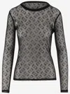 Pinko Monogram Transparent Lace Long Sleeve Sweater