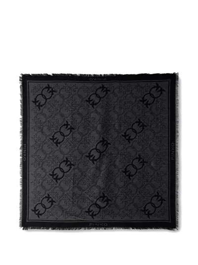 Pinko Monogram-print Scarf In Black