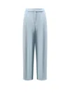 Pinko Montano Viscose Trousers With Pinces In Blue