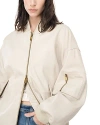 Pinko Suede Bomber Jacket In Beige Oatmeal