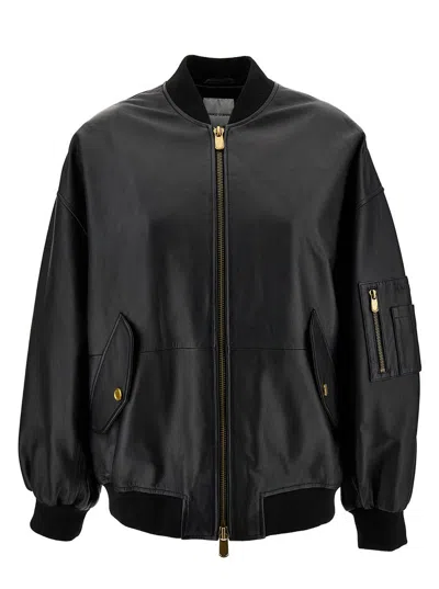 Pinko Monterosi Leather Jacket In Black