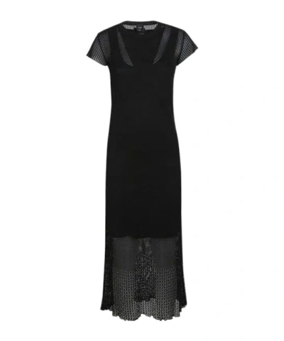 Pinko Monviso Perforated Motif Long Summer Dress In Black