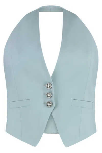Pinko Moretta Single-breasted Vest In Light Blue