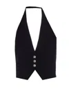 Pinko Crop V-neck Halterneck Sleeveless Tailored Vest