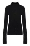 Pinko Slim-fit High-neck Sweater With Micro-sequins In Black