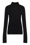 Pinko Slim-fit High-neck Sweater With Micro-sequins In Black