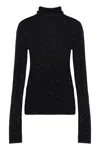 Pinko Slim-fit High-neck Sweater With Micro-sequins In Black