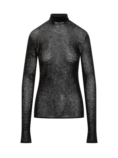 Pinko Moss Stitch Sweater In Black