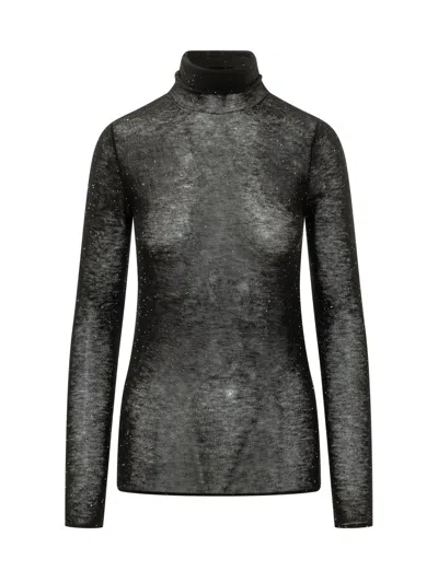 Pinko Moss Stitch Sweater In Black