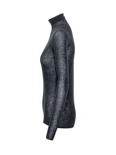Pinko Moss Stitch Sweater With Ultra-fine Texture In Blue