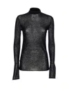 Pinko High Neck Sweater With Moss Pattern And Mini Sequins In Black