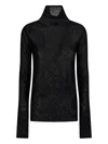Pinko Long-sleeved Turtleneck Top In Black