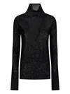 Pinko Long-sleeved Turtleneck Top In Black